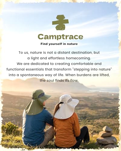 Camptrace Sun Hats for Women Men UPF 50+ UV Protection Wide Brim Hiking Fishing Hat with Neck Flap - color: 01-hot Color Beige