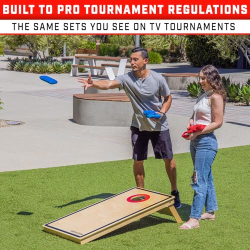 GoSports Tournament Edition Regulation Cornhole Game Set - 4 ft x 2 ft Wood Boards with 8 Dual Sided (Slide and Stop) Bean Bags - style: PRO Tournament Edition