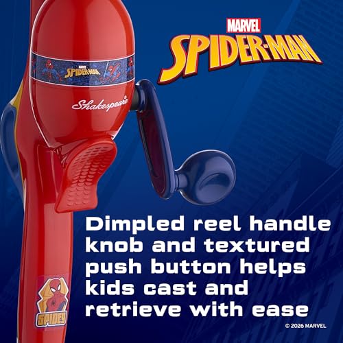Shakespeare Youth Fishing Reel and Rod Combo - color: Marvel Spiderman 7pc Kit