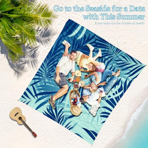 Beach Blanket Waterproof Sandproof 1-7 Adult Oversized 78 '' × 81 '' Lightweight Durable Compact Sand Free Extra Large Beach Mat for Travel Camping Hiking Picnic Blanket - color: Leaves1, size: 78“x81”