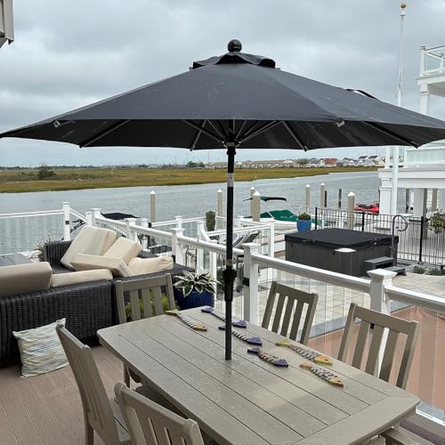 PURPLE LEAF 8' Round Patio Umbrella Outdoor Table Umbrella Aluminum Frame Market Umbrella Sun Umbrella with 8 Sturdy Ribs & Tilt for Garden Deck Lawn & Pool Gray - color: Gray, size: 8 ft