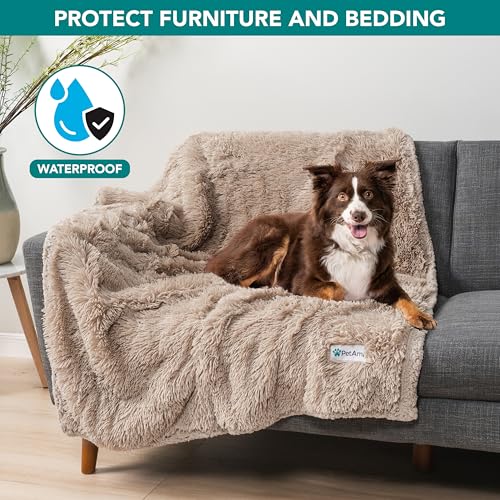 PetAmi Waterproof Dog Blanket for Couch, Bed & Furniture,Reversible Sherpa & Faux Fur Pet Blanket, Leakproof Pet Blanket for Large Dog Cat, Washable Soft Calming Sofa Protector Throw (60x80, Taupe) - color: Taupe, size: X-large (60x80)