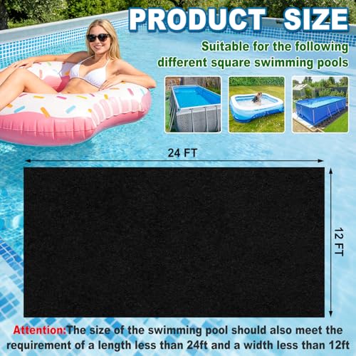 12x24Ft Rectangular Pool Liner Pad for Above Ground Swimming Pools,250g/㎡ Heavy Duty Pool Ground Mat Under Pool Pad, Durable Pools Bottom Liner Protector to Prevent Puncture and Extend Liner Life - size: 12x24 Ft