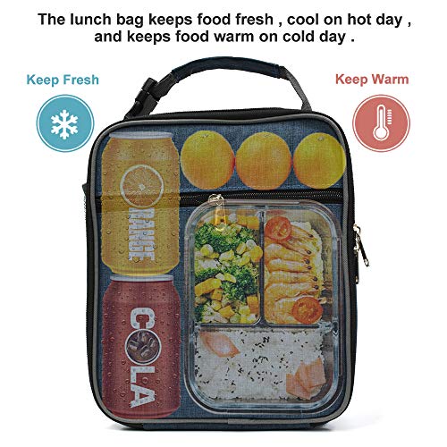 Navy Blue Insulated Lunch Bag, Leakproof Portable Cooler Box with Handle for Men, Women, Boys, Girls, 10.2" L x 4.3" W x 8.6" H - color: Navy Blue