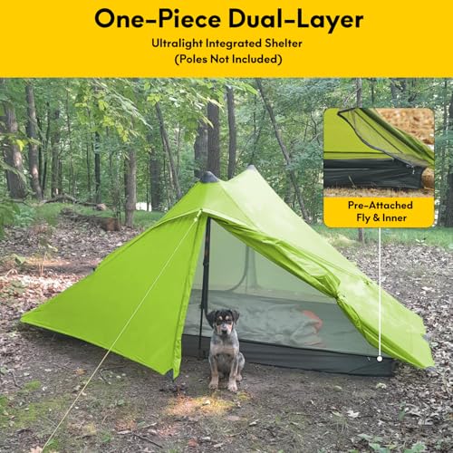 LANSHAN Ultralight Tent 3-Season Backpacking Tent for 1-Person or 2-Person Camping, Trekking, Kayaking, Climbing, Hiking - color: Pro 2-person, green