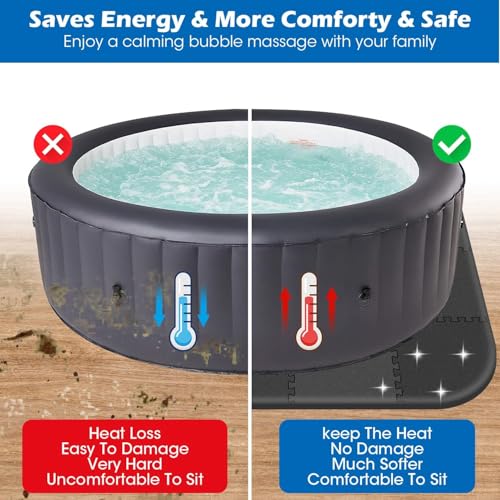 1/2"Extra Thick 85Inch Hot Tub Mat for Inflatable Hot Tub Accessories,Large Hot Tub Eva Foam Pad Padding Foundation for Outdoor Indoor,Portable Spa Pool Accessories Ground Base Flooring Mat Protector - color: 1/2 Inch Thickness 85 Inch,Black