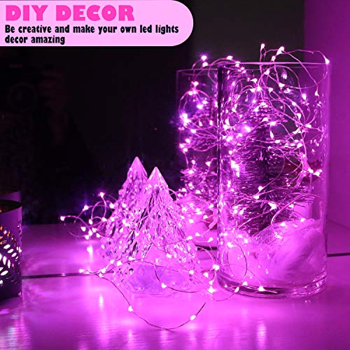 6 Pack Fairy Lights Battery Operated No Remote LED Starry String Lights 30 Micro Starry LEDs on 10ft Copper Wire Light for DIY Wedding Centerpiece Table Decorations (Pink) - color: Pink, size: 10ft