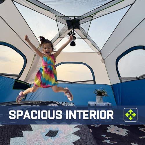 4/6/8/10 Person Instant Tent, Waterproof Pop Up Tents for Camping with Rainfly, 60 Seconds Easy Setup, Automatic Cabin Tent for Family Camping with Expandable Carry Bag & Upgraded Ventilation - color: Blue, size: 4 Person