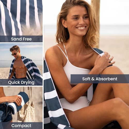 SummerSand Microfiber Beach Towel XXL Oversized (71 x 63 in) - Quick Dry, Sand Free - Compact and Lightweight for Travel - Recycled Materials - Extra Large Beach Blanket – Deep Blue - color: Deep Blue, size: 71x63"