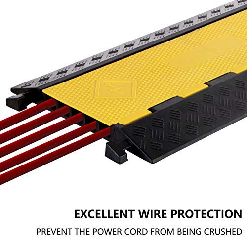 1 Pack Rubber Cable Ramp Hose Cable Protector Ramp 5 Channel 22000Lbs Load Capacity Traffic Speed Bump Wires Power Lines Extension Cord Cover for Indoor Outdoor - color: 22000Lbs-5Channel-1Pack