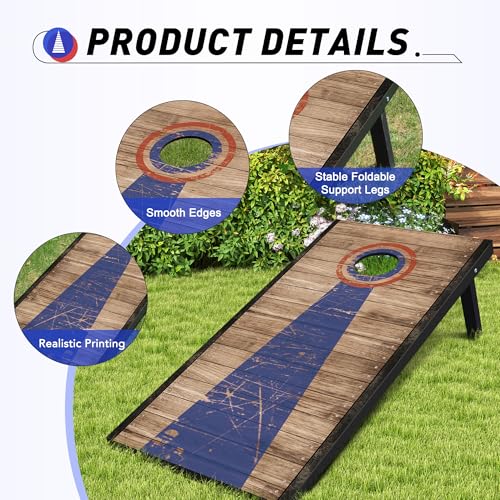 4x2 Ft Cornhole Boards Set, Premium Regulation Size Cornhole Boards with 8 All-Weather Bean Bags, Carrying Case and Scoreboard - style: 4'x2' Circle