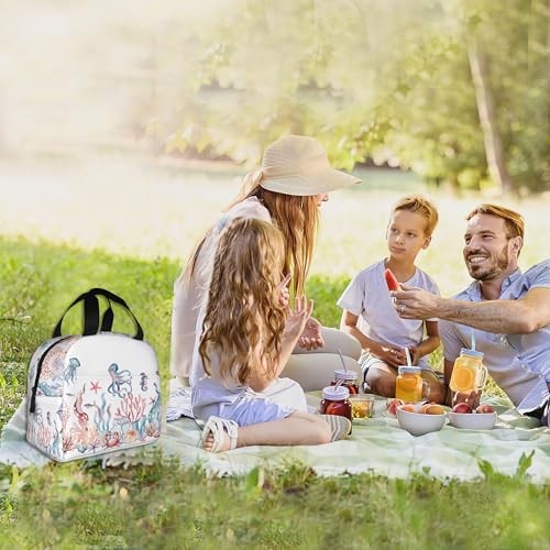 Insulated Lunch Bag,Underwater Marine Animals and Plants Lunch Box for School Student Kids Boys Girls,Leakproof Lunch Tote for Adult Men Women,Reusable Lunch Cooler Tote Bag for Office Work Picnic - color: Underwater Marine Animals and Plants Octopuses, S