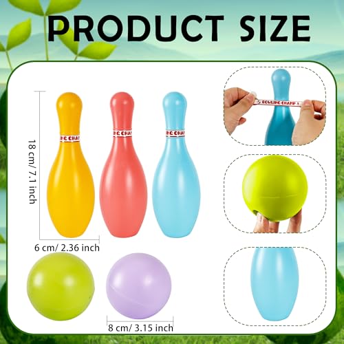 2 Pack Bowling Set Indoor Outdoor Bowling Games Include 20 Bowling Pins and 4 Plastic Ball Lawn Bowling Toy for Kids Boys Girls Family Party Birthday School Educational Gift (Color Set 1) - color: Color Set 1