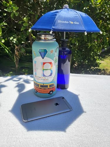 Shade-to-Go Freestanding Phone & Drink Umbrella - Weighted Base for Wind Resistance - Smartphone Sun Shade & Beverage Canopy for Poolside, Beach & Patio Tables