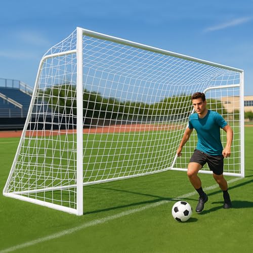 MOPHOTO Soccer Goal, 6X4/8x6/10x6.5/12x6/16x7/18.5x6.5/21x7/24x8ft Soccer Goals for Backyard, Full Size Soccer Goal for Teens & Adults Training - size: 16x7FT, style: Alloy Steel