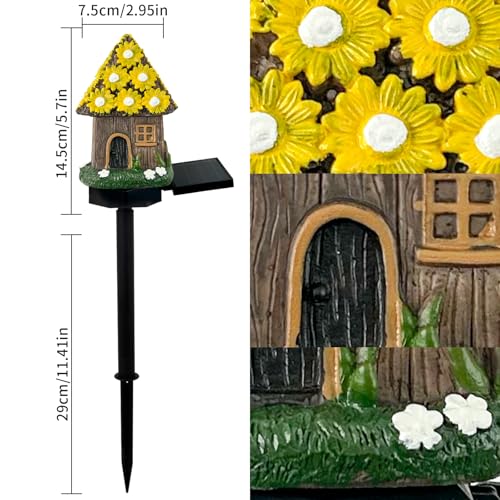 Mushroom Solar Lights Outdoor, Waterproof Fairy Houses Light Mushroom Garden Decor Decorative Solar Powered Garden Stake Lights for Outside Lawn Walkway Patio Yard (Yellow) - color: Yellow