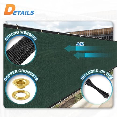 TANG 4' x 12' Privacy Fence Screen Green Shade Cloth with Grommets, Chain Link Fence Panels Outdoor Mesh Fabric Fencing, Balcony Windscreen Cover,Temporary Garden Fencing for Yard Deck Pool - color: Green, size: 0 4' x 12'