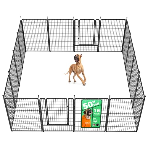 FXW Rollick Unleashed Dog Playpen for Indoor, Yard, RV Camping, 50 inch 16 Panels for Large Dogs, Black│Patented - color: Black, size: 50"H