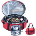 Insulated Slow Cooker Carrying Bag for 6-8 Quart CrockPot and Hamilton Beach Slow Cooker with See-thought Window, Portable Carrier Case with Adjustable Band and Accessory Pocket - color: Red