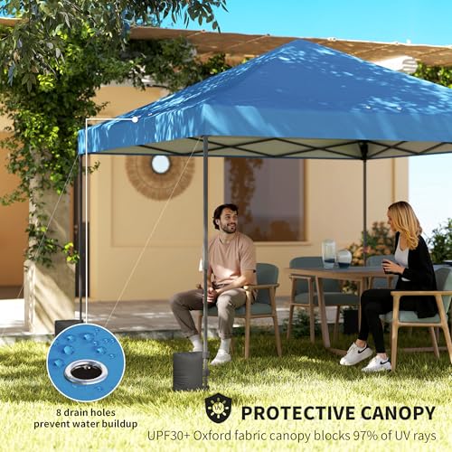 Outsunny 10 x 10 ft Pop Up Canopy Tent with One Push Setup, Easy Setup Outdoor Portable Instant Canopy Shelter with Wheeled Carry Bag, Sandbags, Adjustable Height for Parties, Events, Dark Blue - color: Dark Blue