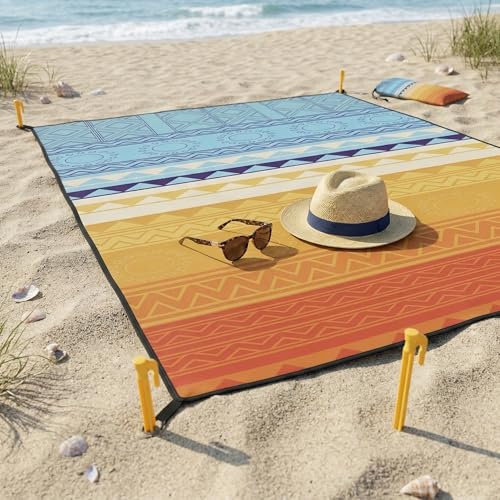 Large Beach Blanket Sandproof Waterproof 70.8" X 86.6"for Quick Drying Outdoor Picnic Mat for Beach - color: D04