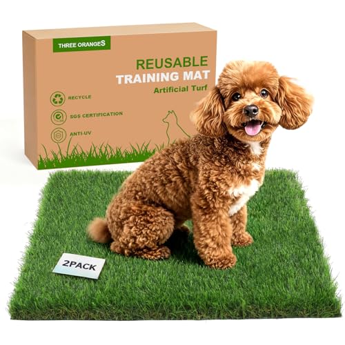 Washable Artificial Grass Pads for Dogs, 2-Pack 18x23 Inch Reusable Turf Mats, Realistic Grass for Indoor Puppy Potty Training. - size: 2PCS | 18*23