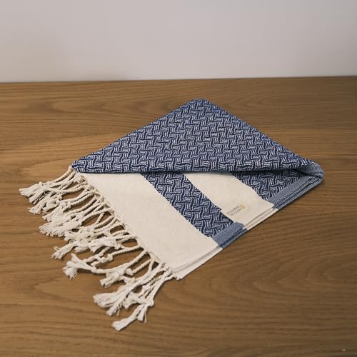 mysticalanatolia Turkish Beach Towel Oversized Cotton Sand Free Quick Dry Lightweight Peshtemal Large Travel Yoga Picnic Blanket Absorbent Compact 39x79 Blue - color: Blue