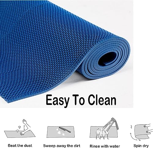 MYOYAY Drainage Non Slip Mat 3x10 Ft Commercial Floor Mat 0.22'' Thick PVC Drainage Mat Bathroom Pool Floor Rug Mesh Big Hollow Door Mats Roll for Swimming Restaurant Kitchen Bars Patio Wet Area, Blue