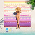 Beach Blanket 78''×110'' Suits 1-7 Adults Waterproof Sandproof Oversized Lightweight Blanket Packable Large Picnic Mat for Beach Travel Camping Picnic Hiking - color: Boho, size: 78''x110''