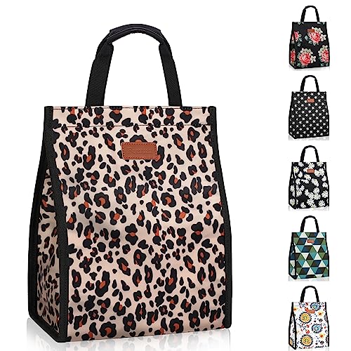 Lunch Bags for Women Insulated Reusable Lunch Tote with Internal Pocket, Lunch Tote bag for Work (Leopard) - color: Leopard, size: 1 pack