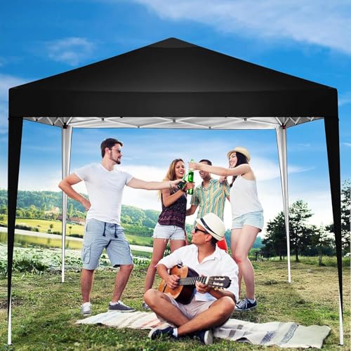 COBIZI Canopy 10x10 Pop Up Canopy Tent Party Tents for Parties Weddings Backyard Waterproof Canopy Outdoor Commercial Canopy Event Tent with Stakes, Ropes, Sandbags, Black - color: BLACK, size: 10x10FT without sidewall