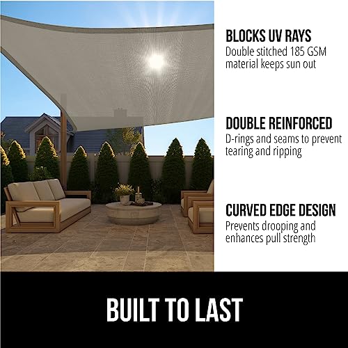 GORILLA GRIP Heavy Duty Sun Shade, UV Protection Fade Tear and Rust Resistant Rectangle Sunshade Canopy, Curved Edges Blocks Sunlight, Breathable Sail, Outdoor Patio, Lawn Garden, 8x12 FT Gray - color: Graphite, size: 8' X 12', style: Rectangle