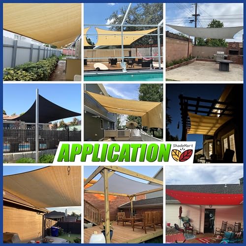 ShadeMart 8' x 10' Beige Rectangle Sun Shade Sail UPF50 Canopy, Water Permeable & UV Block, Heavy Duty, Easy Install & Durable for Patio Garden Backyard SMTAPR0810- (We Make Custom Sizes) - color: Beige, size: 8' x 10'