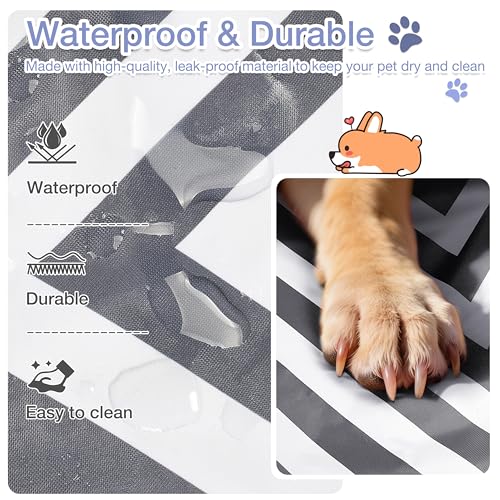 Catalonia Classic Waterproof Dog Mat, Portable Reversible Pet Travel Mat, Pet Cushion Pad with Handle for Small Medium Dogs Cats, Indoor or Outdoor, 80 x 60 cm, Gray Wavy - color: Gray Wavy, size: M(31.5x23.6 inch)