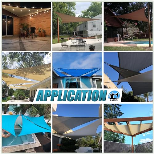 Amgo Custom Size 6' x 6' x 6' Beige Triangle Sun Shade Sail UPF50+ AGTAPRT12, Order to Make Canopy Awning, 95% UV Blockage, Water & Air Permeable, Commercial Standard (We Customize) - color: Beige, size: 6' X 6' X 6' Custom Size