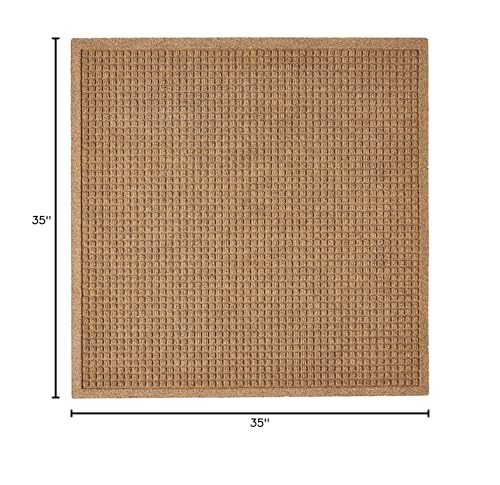 Hudson Exchange (35"x35", Camel) Waterhog Fashion Scraper Entry Square Floor Mat - color: Camel