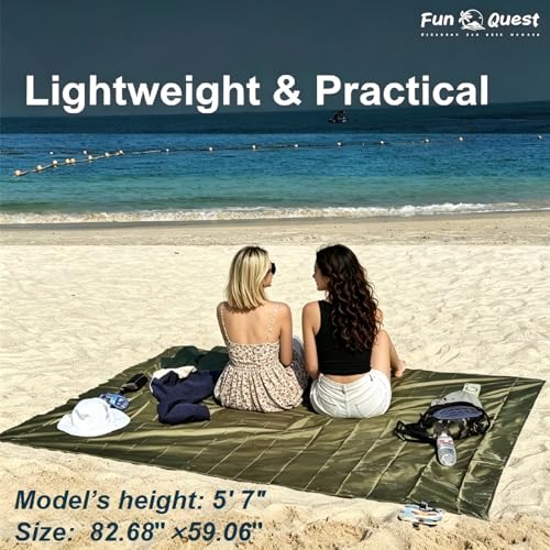 Picnic Blanket Waterproof – Packable Sand Proof Beach Blanket (0.42lb/0.66lb), Compact & Foldable, Fits in Pocket with Integrated Stakes, Ideal for Camping, Hiking, Travel, Concert, Festival - size: Military Green Burger 82.68" x 59.06"