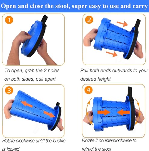 Fishboy Upgraded Collapsible Stool, 400lbs Max Weight, Lightweight But Sturdy, Portable Retractable Folding Telescoping Foldable Camping Stool for Adults Outdoor Fishing Hiking BBQ - color: All Blue