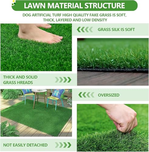 Artificial Grass Rug Turf for Dogs Indoor Outdoor Fake Grass for Dogs Potty Training Area Patio Lawn Decoration - size: 78.74 x 39.37 Inch (Pack of 1)