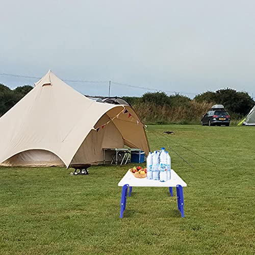 Modern-Depo 15.9"x14.2"x9.6" Large Portable Folding Beach Table for Sand Foldable Height Adjustable Side Table Desk for Camping Picnic BBQ with Carry Bag, Blue - color: Blue