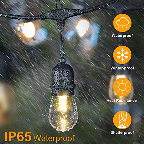 Mlambert 2 Pack Each 48FT 3-Color in 1 Solar String Lights Outdoor, Dimmable Patio Lights with Remote, 30+5 Waterproof LED Bulbs for Cafe Bistro Yard - color: Black, size: 96FT