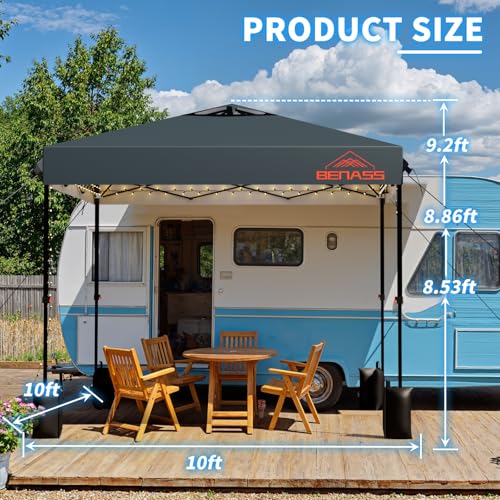 10x10 Pop Up Canopy, Easy Up Canopy Tent, Heavy Duty Tents for Parties, One Person Set Up Event Tent, Grey - color: Gray, size: 10x10