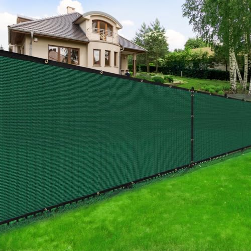 Privacy Fence Screen,with Gloves, 4X50FT Heavy Duty 220GSM 98% Blockage Privacy Screen Fence for Outdoor Wall Garden Yard Backyard (Dark Green) - color: Green, size: 4x50 Ft