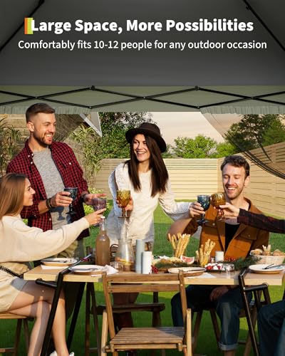 Garvee 12x12FT Pop Up Gazebo with Mosquito Netting, Outdoor Canopy Tent Easy Setup for Backyard Patio Garden Deck, Grey - color: Gray, size: 12FT