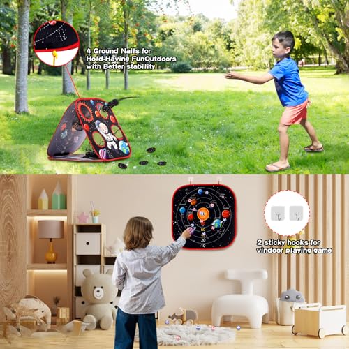 Bean Bag Toss Game Sets for Kids-3-in-1 Corn Hole Games for Kids,Kid Cornhole Game Set,Outside Backyard Outdoor Indoor Party Family Bean Bags Kid Tossing - color: Space