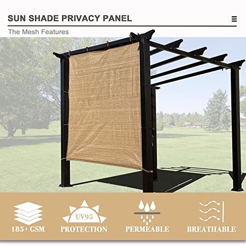 Sun Shade Privacy Panel with Grommets on 4 Sides for Patio, Awning, Window Cover, Pergola or Gazebo (Walnut, 8' x 8') - color: Walnut, size: 8' x 8'