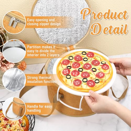 Pickmesh Round Pie Carrier 12 x 7 Inch Insulated Casserole Carriers with Lid and Detachable Handle for Hot or Cold Food Cake Transport Thanksgiving Christmas Gift(Buffalo Leather Color) - color: Buffalo Leather Color