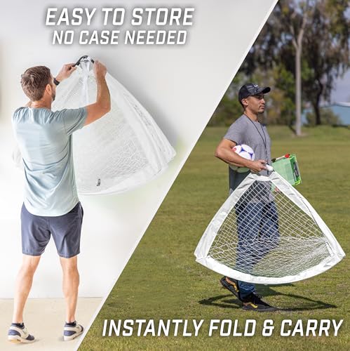 GoSports Portable Soccer Goals for Kids - 13 Color Options - Choose 4 x 3 ft or 6 x 4 ft - Team Tone Pop Up Nets for Backyard - color: White, style: 4 ft x 3 ft