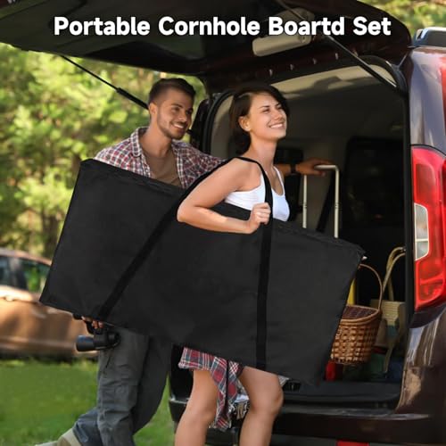 Cornhole Board Set 4x2 Regulation Size Cornhole Set with Carrying Bags & 8 Bean Bags Corn Hole Boards Bean Toss Game for Adults Family Outdoor Lawn Outside Backyard Games - color: Trendy Bear Board cornhole set - Solid Wood, size: 4*2FT