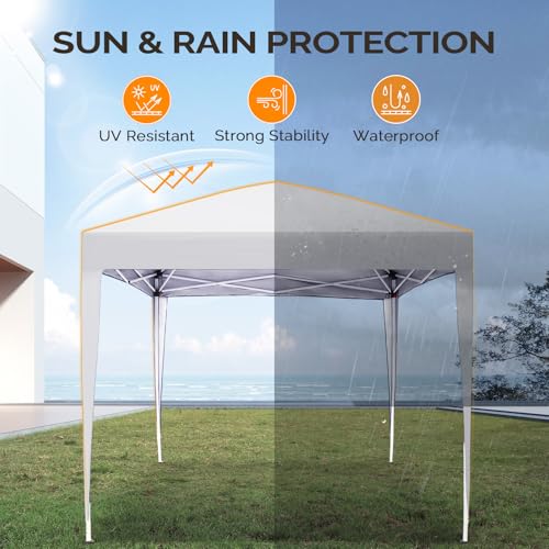 VINGLI 6.5x6.5 Pop Up Canopy Tent with Sidewalls, Outdoor Gazebo Canopy Tent, Patio Event Tents Outdoor Event Shelter for Parties (White) - color: White, size: 6.5x6.5